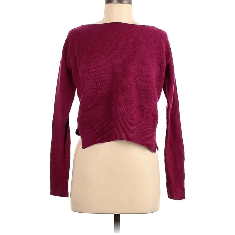 🦋 3/$9 Loft wool raspberry pink waffle knit sweater size medium